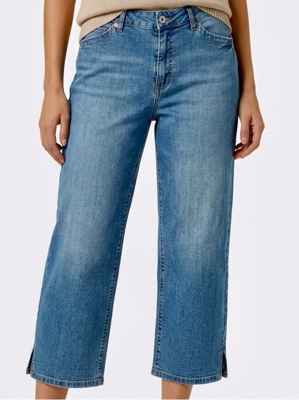 CHICO’S Platinum Light Blue Cropped Straight-Leg Ankle Jeans w Stretch #129 LHP